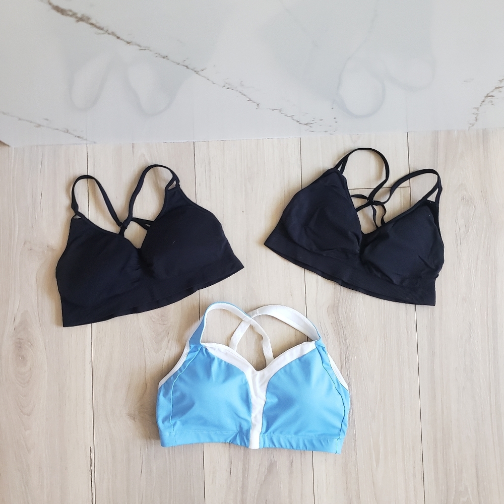 Moving Comfort Black and Blue Bikini Tops